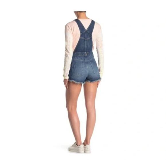 Free People Sunkissed Denim Short Overalls Zipper Front Women's 10 Shortalls - Picture 3 of 13